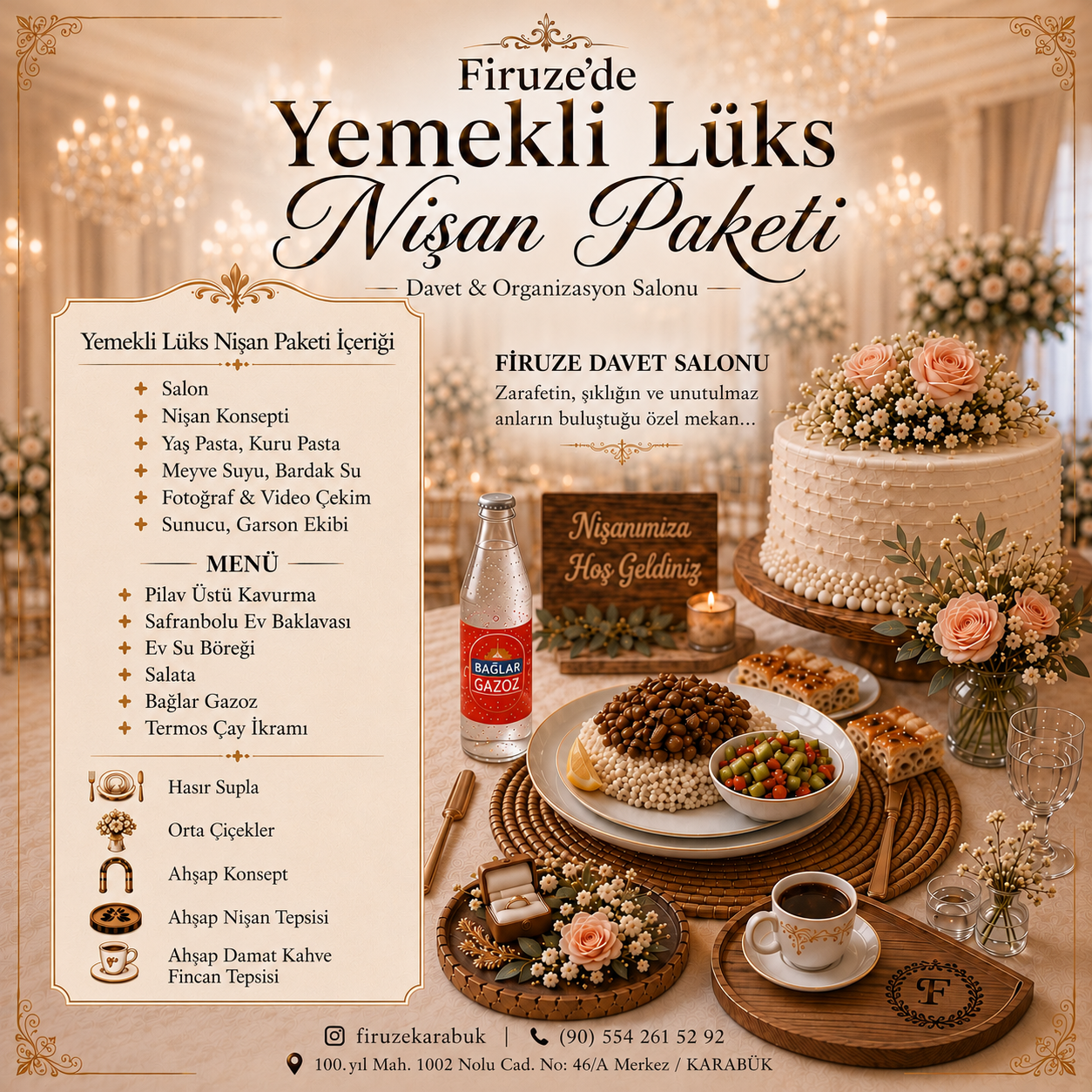 Lüks Yemekli Nişan 50 Kişi (Extra kişi 955₺) paket ayrıntıları